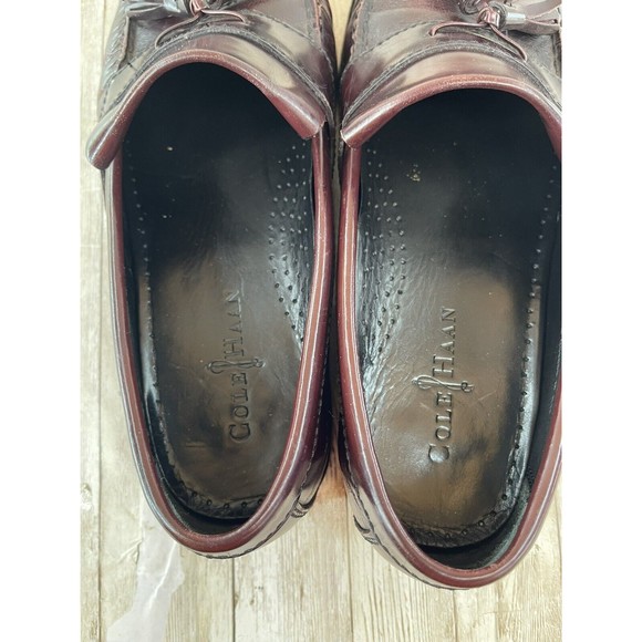 Cole Haan Air Monroe Loafer Mens 9.5 M Burgundy Leather Tassel Dress Shoe C09889 - Picture 7 of 10